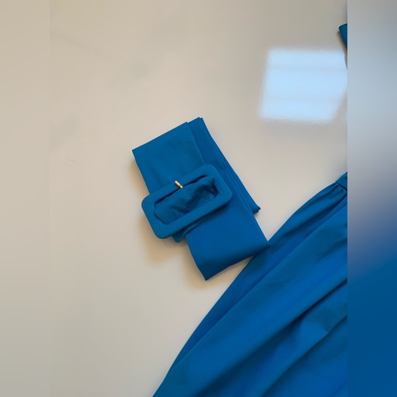 PRADA‎ Azure Blue Cotton Poplin Boatneck Smocked Drop Waist A-Line Dress 46 NWT - Picture 3 of 8